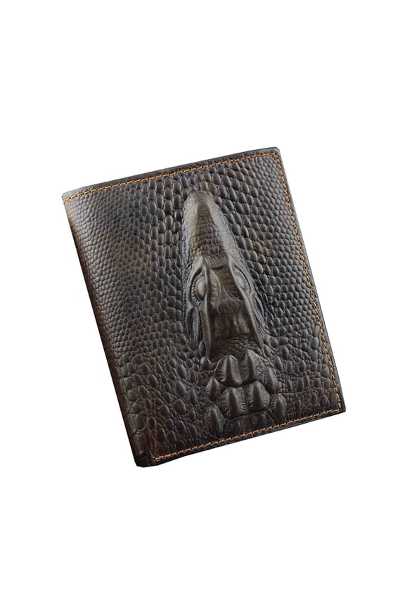 Crocodile Alligator Vintage Mens Genuine Leather Bifold Wallet Purse Biker Rock L85