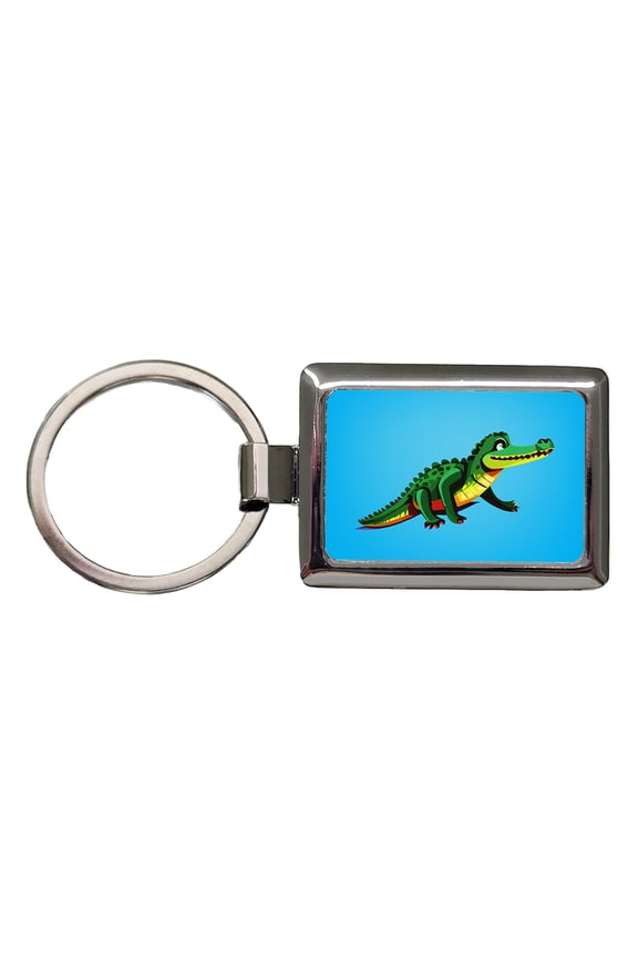Crocodile Alligator on the Move Metal Rectangle Keychain