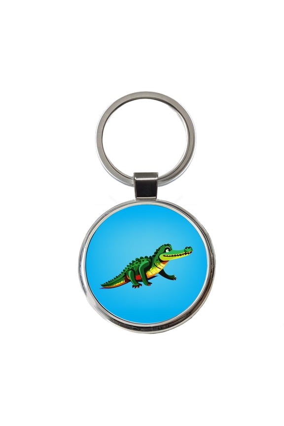Crocodile Alligator on the Move Metal Round Keychain