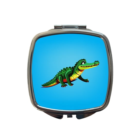 Crocodile Alligator on the Move Travel Makeup Handbag Purse Small Pocket Compact Mirror