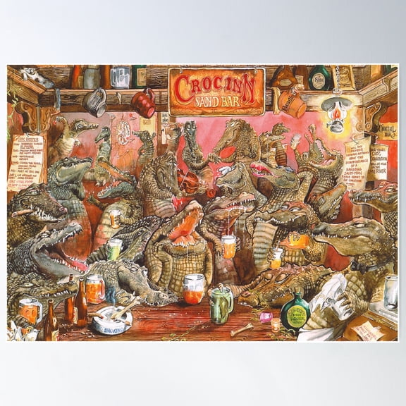 Crocodile Bar! Poster Wall Art, Modern Wall Decor For Living Room Bedroom, 12x18 UNFRAMED