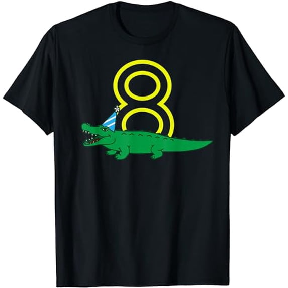 Crocodile Birthday Shirt 8 Years Old Alligator 8th Boys Kids