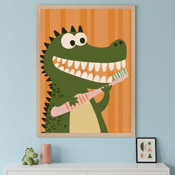 Crocodile Brushing Teeth Animal Gator Cartoon Toothbrushing ...