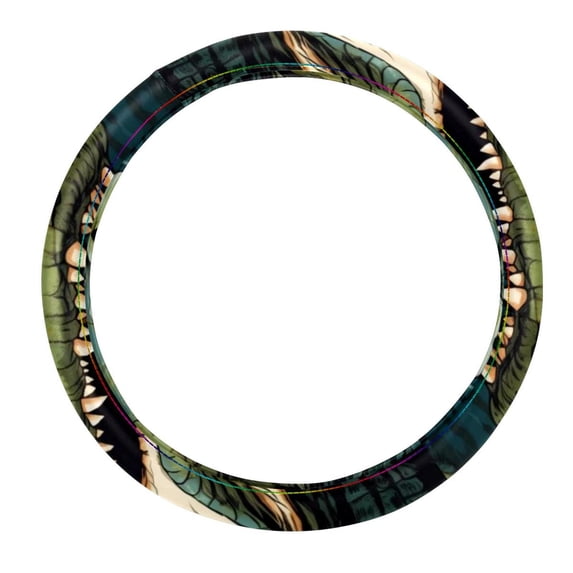 Crocodile Car Wheel Cover, Steering Wheel Cover 14.5 Inch, Printing PVC Leather Auto Accessories