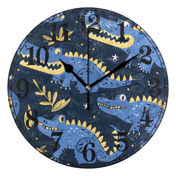 Crocodile Cartoon Silent Wall Clock 10" Non-Ticking Battery Clock