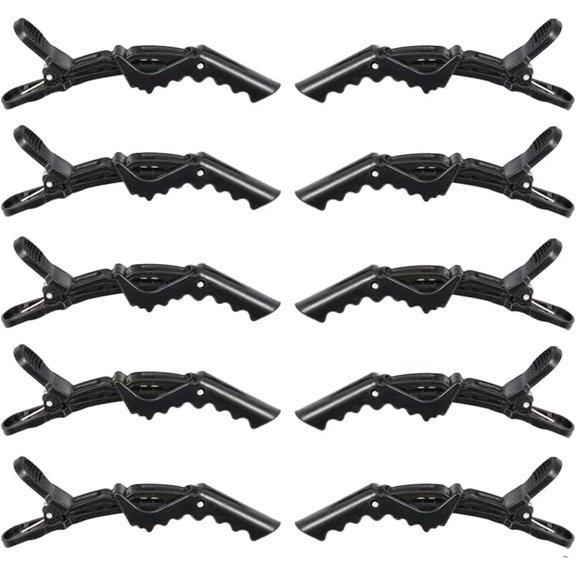 Crocodile Clips Hair - Sectioning Hair Clips For Styling - 10 PCS Black - Nonslip Grip And Wide Teeth - Easy Styling Thick Or Thin Hair