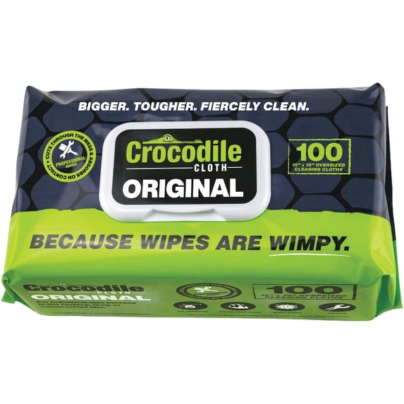 Crocodile Cloth Original Cleaning Wipes Household All Purpose - 50 Count, 15" x 10" — Residential Use, Standard Application