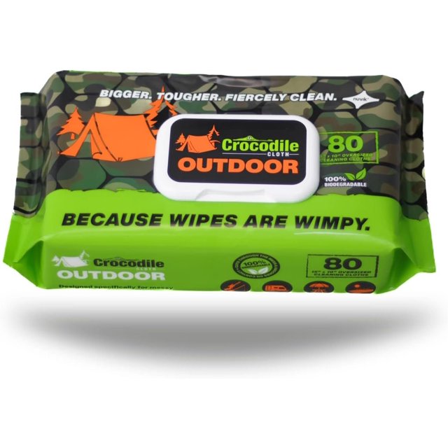 Crocodile Cloth Outdoor Cleaning Wipes Clean Up Outside while Camping, Hiking, Fishing