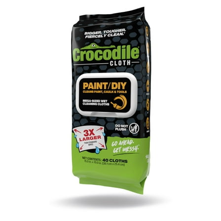 Crocodile Cloth Paint DIY, Mega-Sized Wet Cleaning Cloths, 40 Count, 15x10 inches