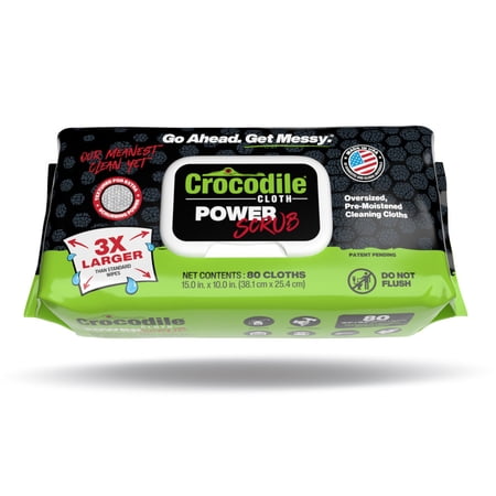 Crocodile Cloth PowerSCRUB Household & Commercial Cleaning Wipes - 80 Large Cloths — Residential Use, Standard Application