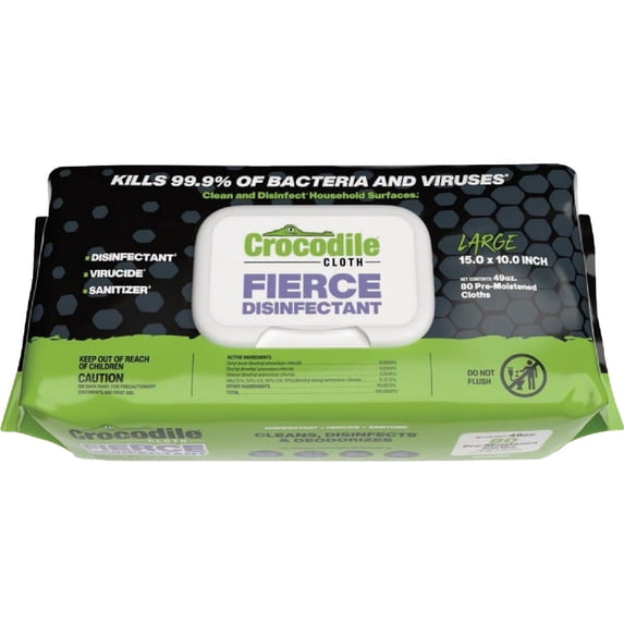 Crocodile Cloth PowerSCRUB Household & Commercial Cleaning Wipes - 80 Large Cloths — Residential Use, Standard Application