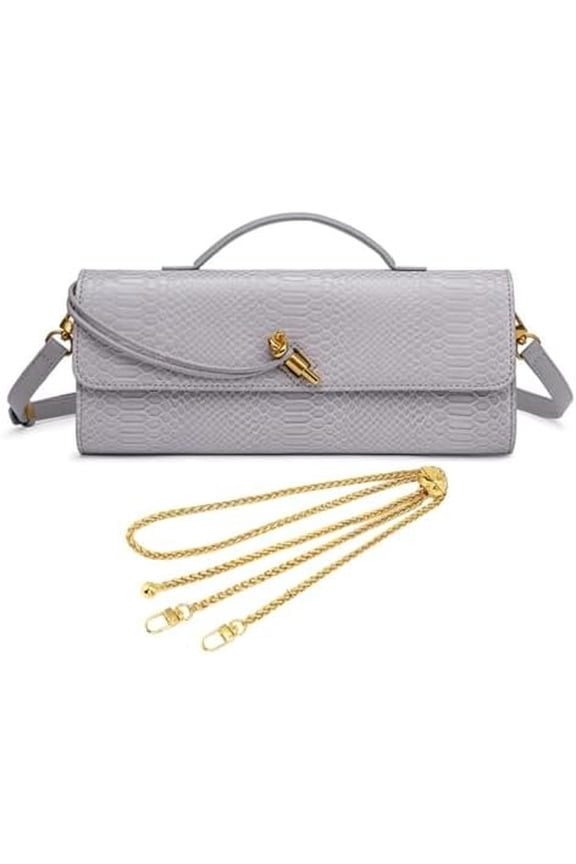 Crocodile Clutch Purses for Women w/ 2 Style Strap Woven Bag Suede Purse Snake  Leather Evening Clutch Top-handle Handbag