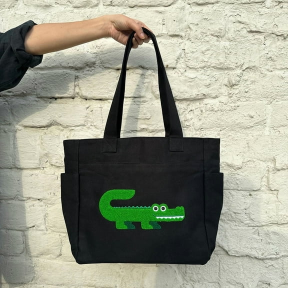 Crocodile Cotton Canvas Tote Bag