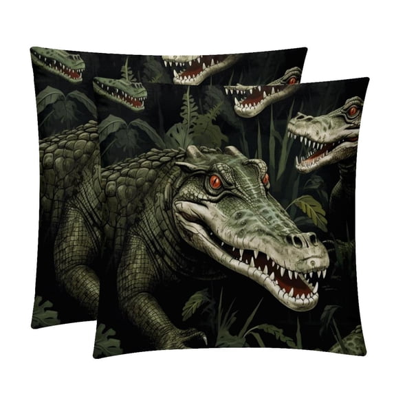 Crocodile Covers Inserts with Unique Patterns - Set of 2 Chair Pillow Covers, Available in 16x16, 18x18, 20x20 Inches for Any Occasion