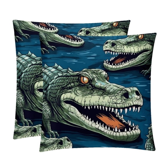 Crocodile Covers Throw Pillow Set - 2 Pack Throw Pillow Inserts Included - Unique Patterns - 16x16, 18x18, 20x20 Inches for Home Decor - Throw Pillow - Decorative Pillows