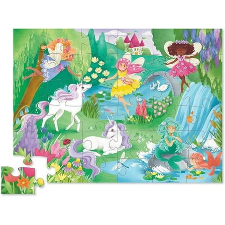 Crocodile Creek 36-Piece Jigsaw Floor Puzzle - Fun Floor Puzzles for Kids Ages 3-5 - Heavy-Duty Shaped Box for Storage - Magical Friends - 27" W x 20" H Finished