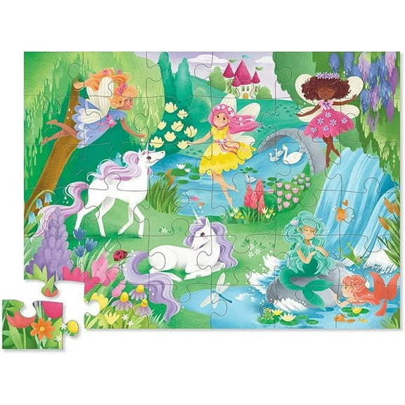 Crocodile Creek 36-Piece Jigsaw Floor Puzzle - Fun Floor Puzzles for Kids Ages 3-5 - Heavy-Duty Shaped Box for Storage - Magical Friends - 27" W x 20" H Finished