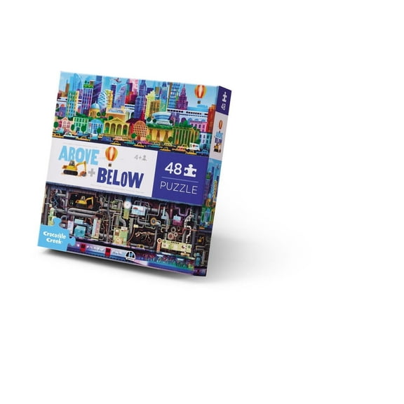 Crocodile Creek Above + Below 48-Piece Jigsaw Floor Puzzle - Fun Floor Puzzles for Kids Ages 4-8 - Heavy-Duty Shaped Box for Storage - Big City - 18 x 24 inches Finished