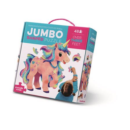 Crocodile Creek 48-Piece Jigsaw Floor Puzzle - Fun Floor Puzzles for Kids Ages 4-8 - Heavy-Duty Shaped Box for Storage - Jumbo Unicorn - 18 x 24 inches Finished
