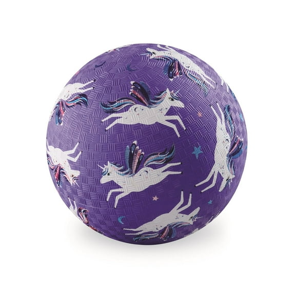 Crocodile Creek Playground Ball - Durable Rubber Ball for Kids Ages 3 and Up - Bouncy Inflatable Ball for Kickball, Indoor Games, and Outdoor Sports - PVC-Free - Purple Unicorn - 5-inch Diameter