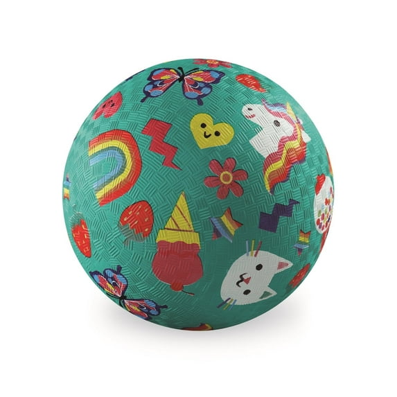 Crocodile Creek Playground Ball - Durable Rubber Ball for Kids Ages 3 and Up - Bouncy Inflatable Ball for Kickball, Indoor Games, and Outdoor Sports - PVC-Free - Smiley - 5-inch Diameter
