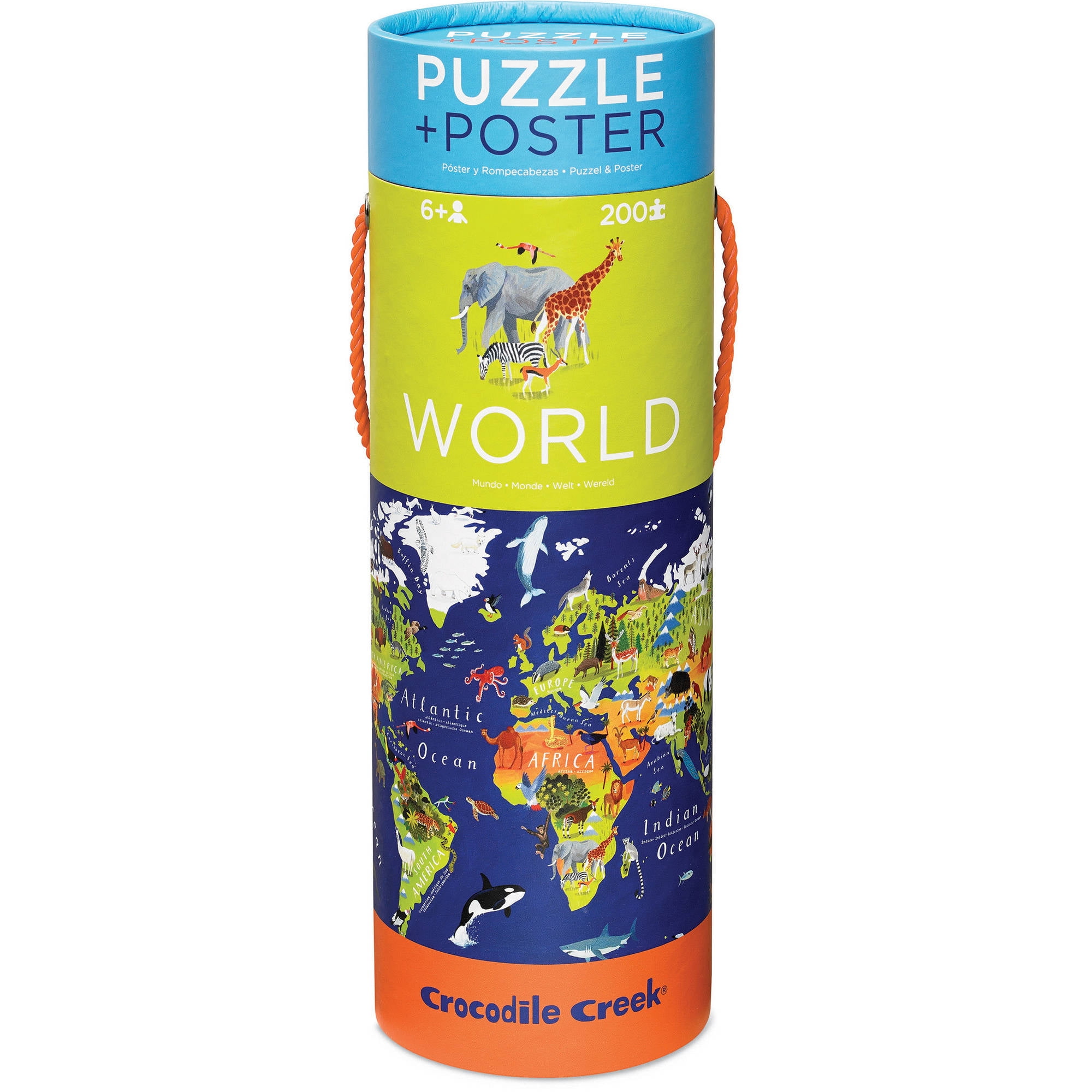 Crocodile Creek World Map 200Piece Jigsaw Puzzle and Matching Poster