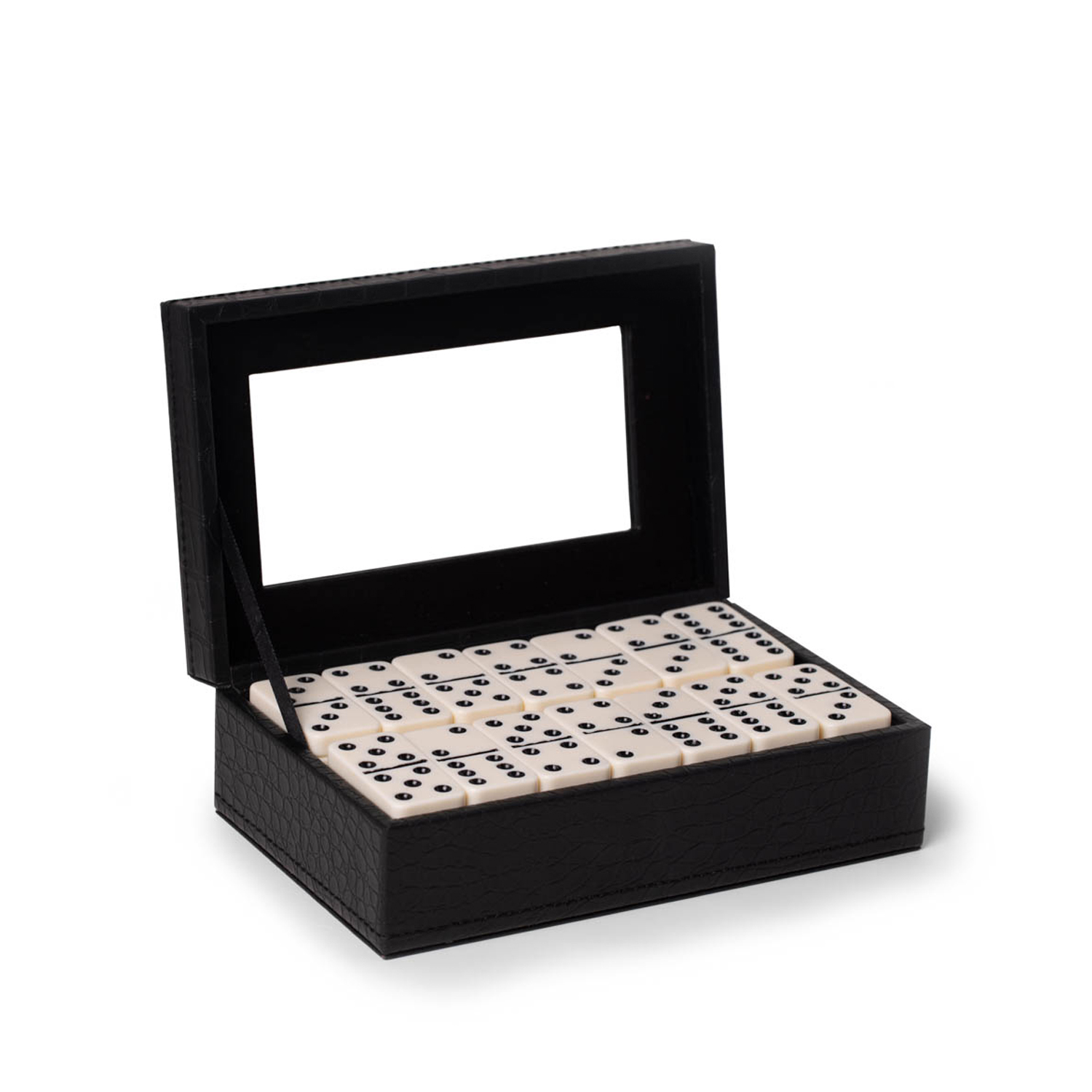 Crocodile Debossed Leather Double 9, 55 Piece Domino Set