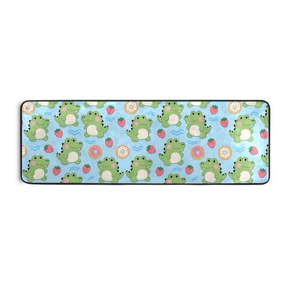 Crocodile Donut Pattern Runner Rug 24x72 Inch Cushioned Non Slip Soft Absorbent Floor Mat
