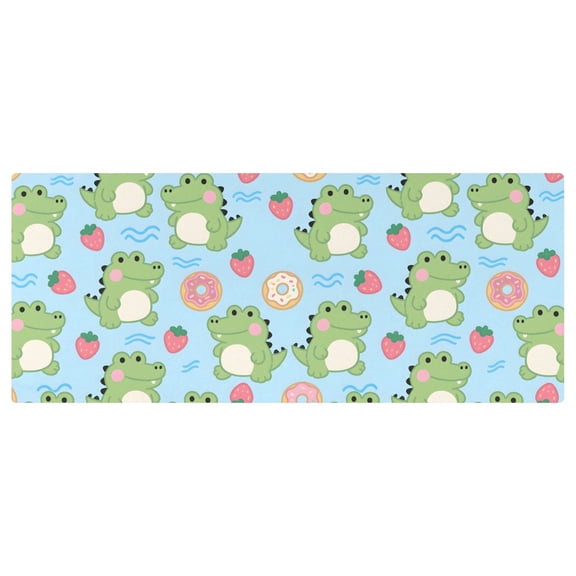 Crocodile Donut Pattern Stretch Fitted Tablecloth 2.5x6ft Elastic Wrinkle Resistant Cover