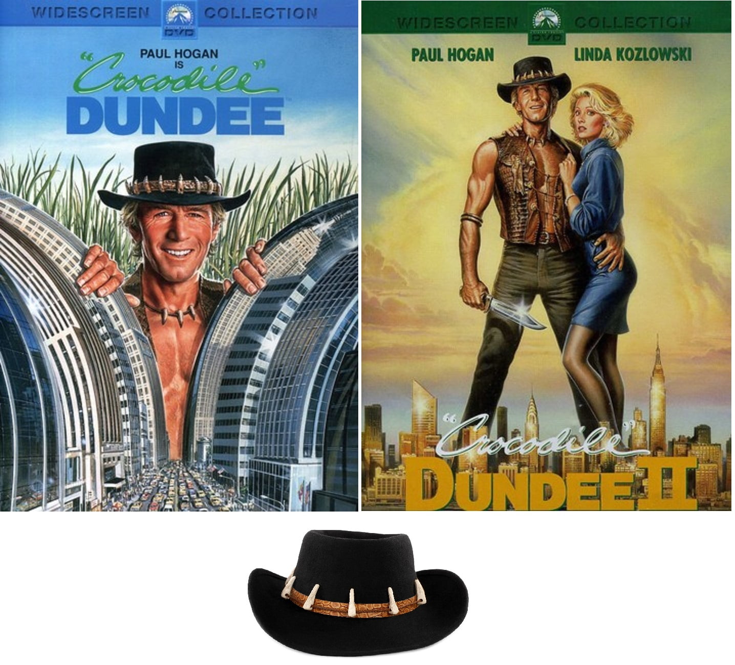 Crocodile Dundee Double Feature One Two 1 2 Paul Hogan 2 DVD Set Includes  Glossy Print Dundee Hat Art Card