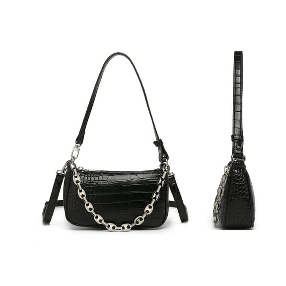 Crocodile Effect Retro Faux Leather Classic Clutch Shoulder Bag Purse Handbag for Women
