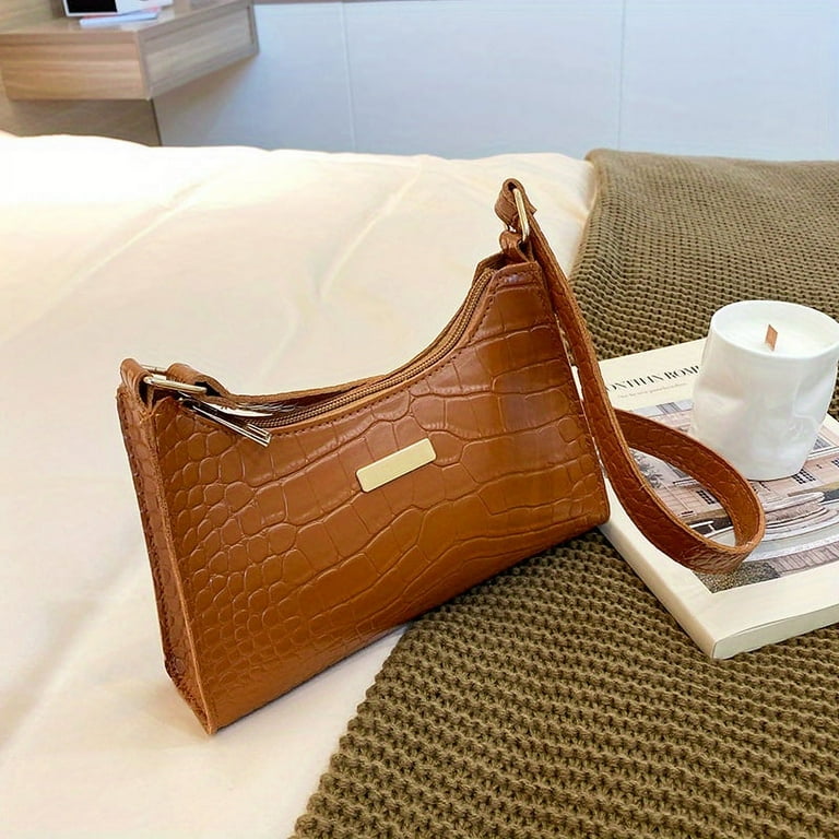 Embossed baguette bag deals