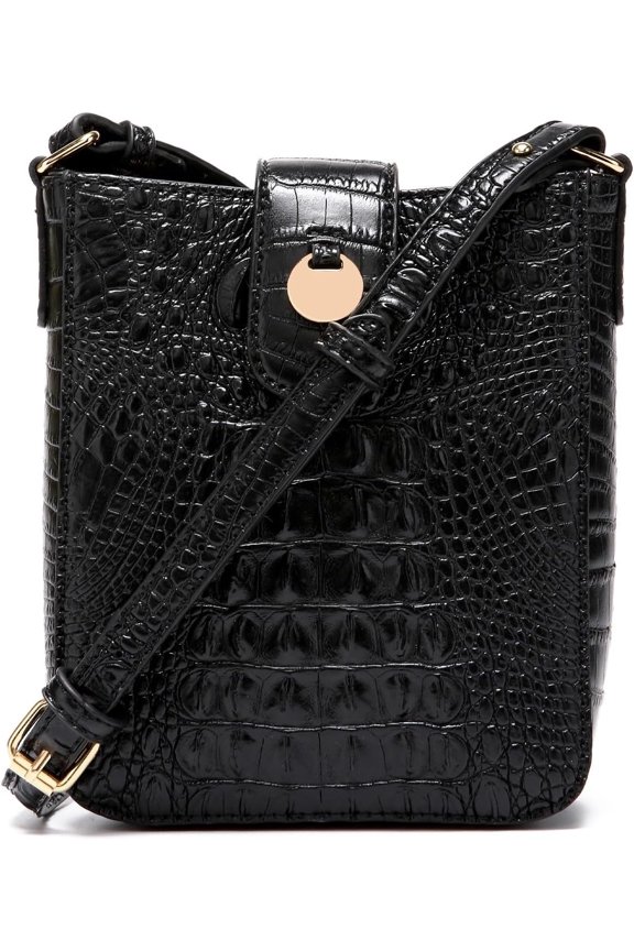 Crocodile Embossed Small Crossbody Bag Fashionable Buckle Decoration Women's Luxury Wallet