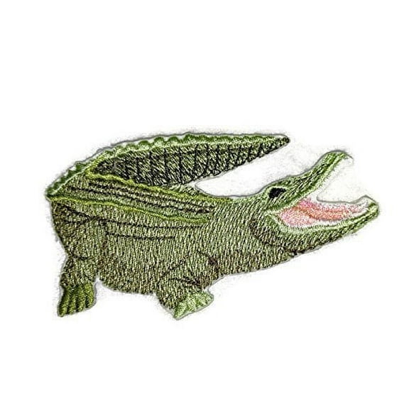 Crocodile Embroidered Iron On/Sew Patch [3.85" X 2.17"]