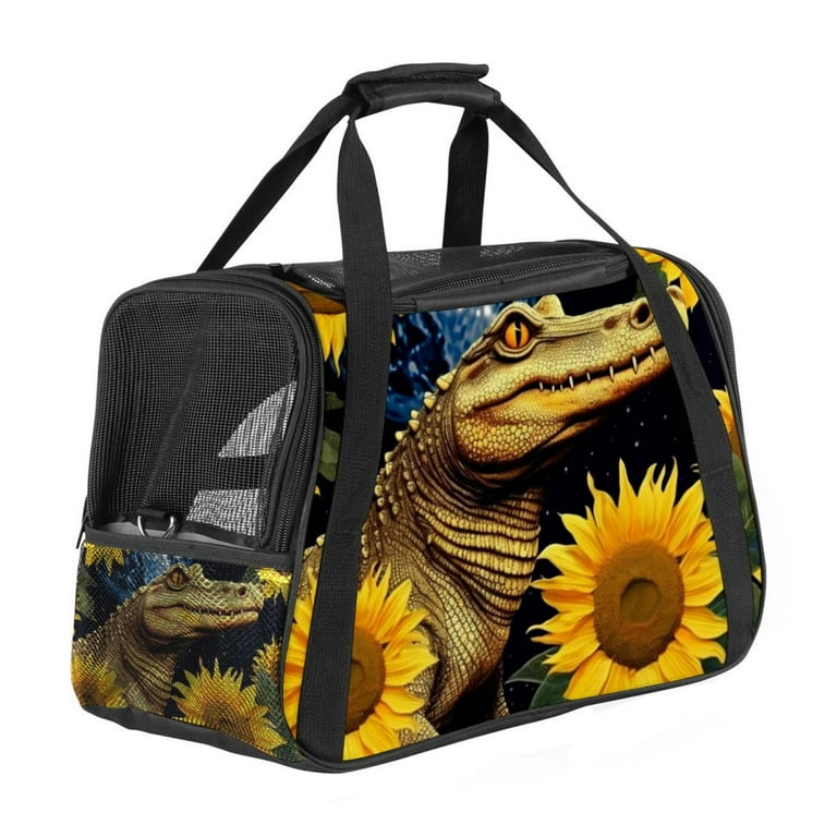 Crocodile Fabric Pet Carrier Bag with 900D Oxford Cloth Base and Nylon Webbing Handle 17x10x11.8 Inches Ideal for Small Dogs and s Travel Bag Walmart