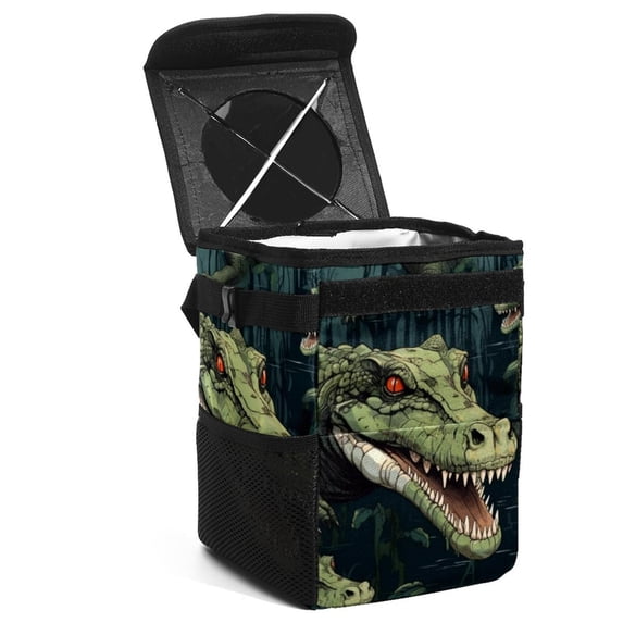 Crocodile Foldable Car Garbage Can with Lid and Leak-Proof, Hanging Storage Bag - Trash Can for Car, Car Trash Can, Mini Trash Can