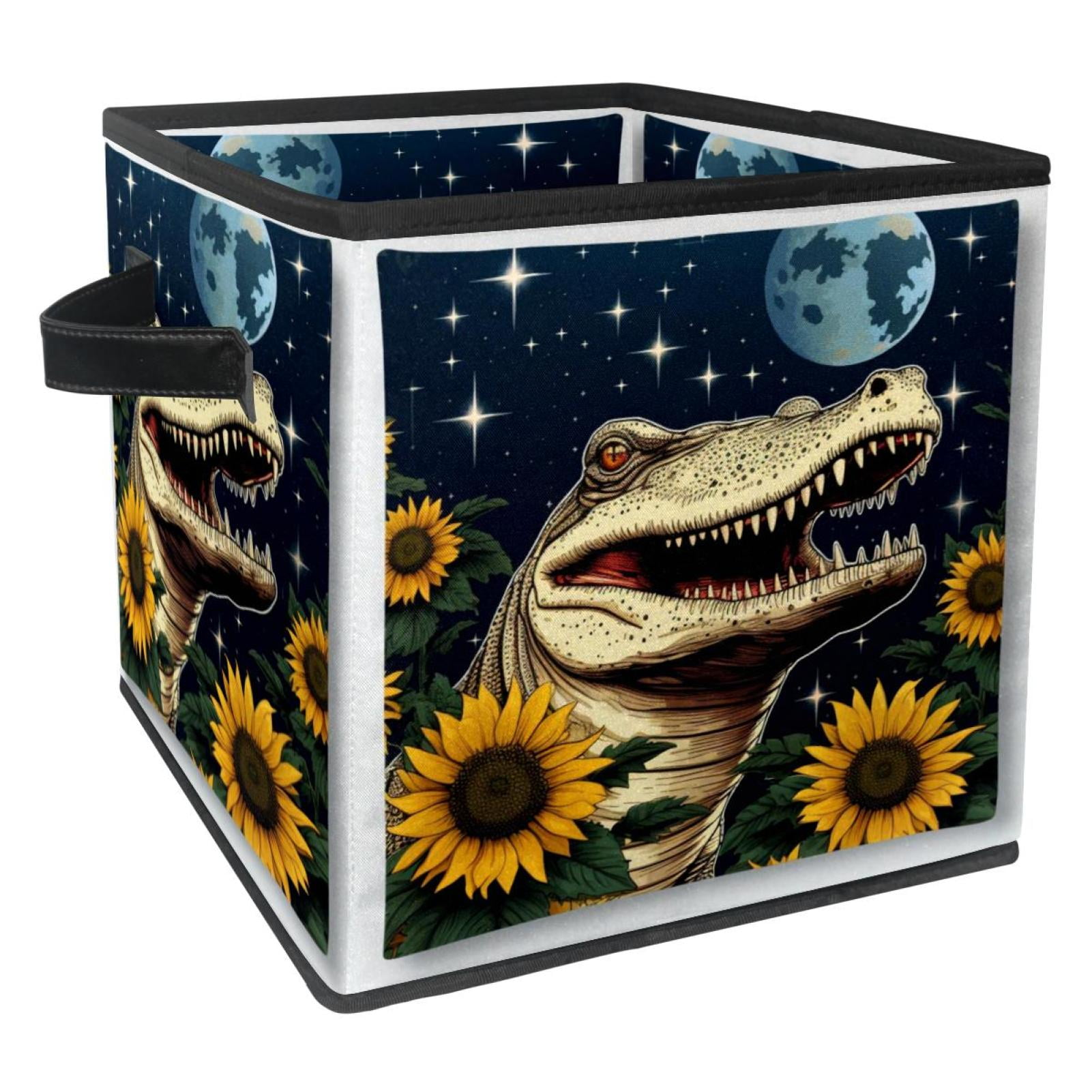 Crocodile Foldable Storage Baskets with Handle 10.8"x10.5"x10.6" Large