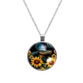 thumbnail image 1 of Crocodile Glass Circular Pendant Necklace Jewelry, 1 of 5