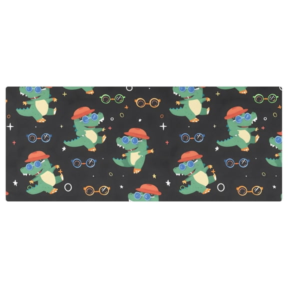 Crocodile Glasses Pattern Stretch Fitted Tablecloth 2.5x6ft Elastic Wrinkle Resistant Cover