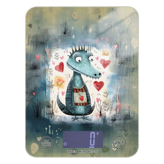 Crocodile Hearts Yellow Food Scale Digital Kitchen Scale Waterproof Tempered Glass Tare Function 11 lb for Baking Cooking Meal Prep