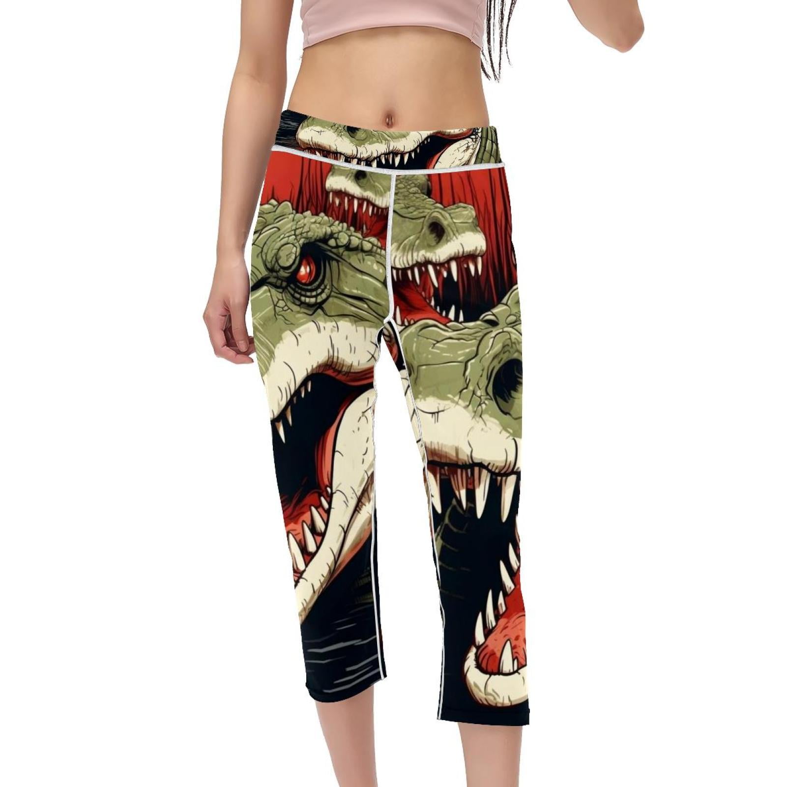 Crocodile High Waist Capris Printed Womens Leggings Yoga Pants Women