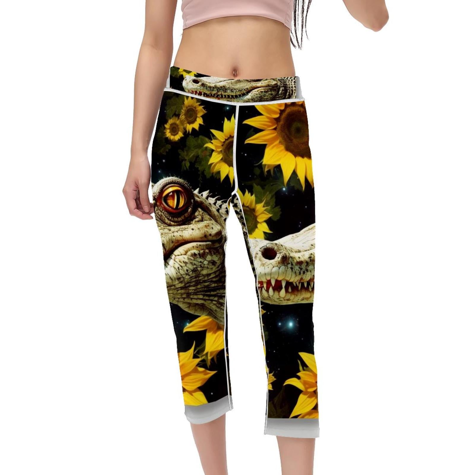 Crocodile High Waist Printed Capris Yoga Pants Women Leggings Gym Pants Womens Leggings Not