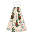 thumbnail image 1 of Crocodile Hugging Heart Pattern Hand Towels 2 Pack Quick Dry Velvet Soft with Velcro Kitchen Bath 14x18in, 1 of 7