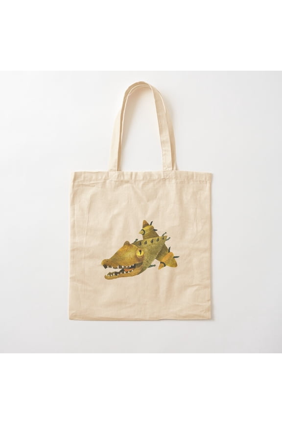 Crocodile Jet Plane Canvas Tote Bags, Reusable Shopping Bag