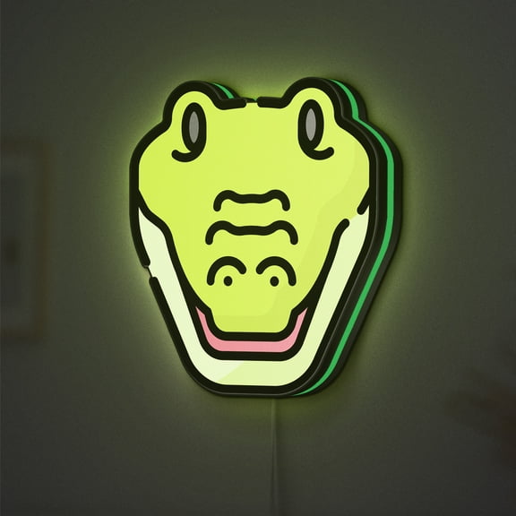Crocodile LED Lightbox - Reptile Alligator Wildlife Decor, Custom Led Sign for Home Office Shop Decor (Height 8 inch, 20cm)