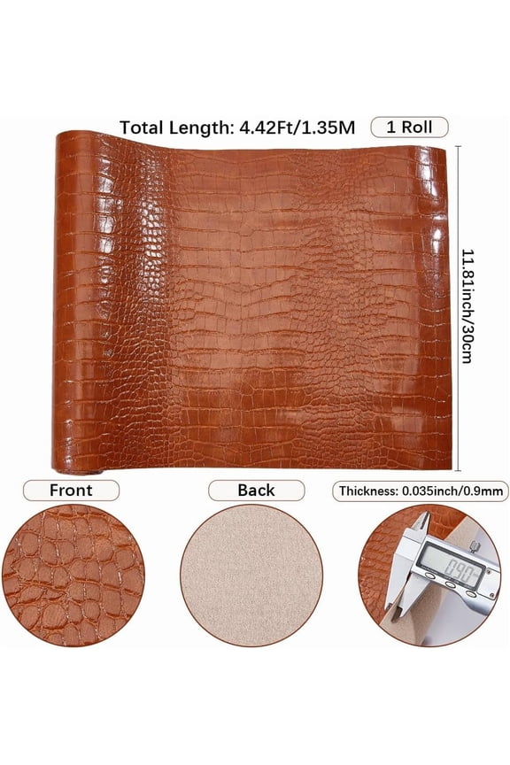 Crocodile Leather Fabric 53"x12" Faux PU for Embossed Making Sewing Skin Grain Sheets Fabric Material DIY Upholstery Crafts Handbags Furniture Car Wrapping Leather Earrings Shoes Belt