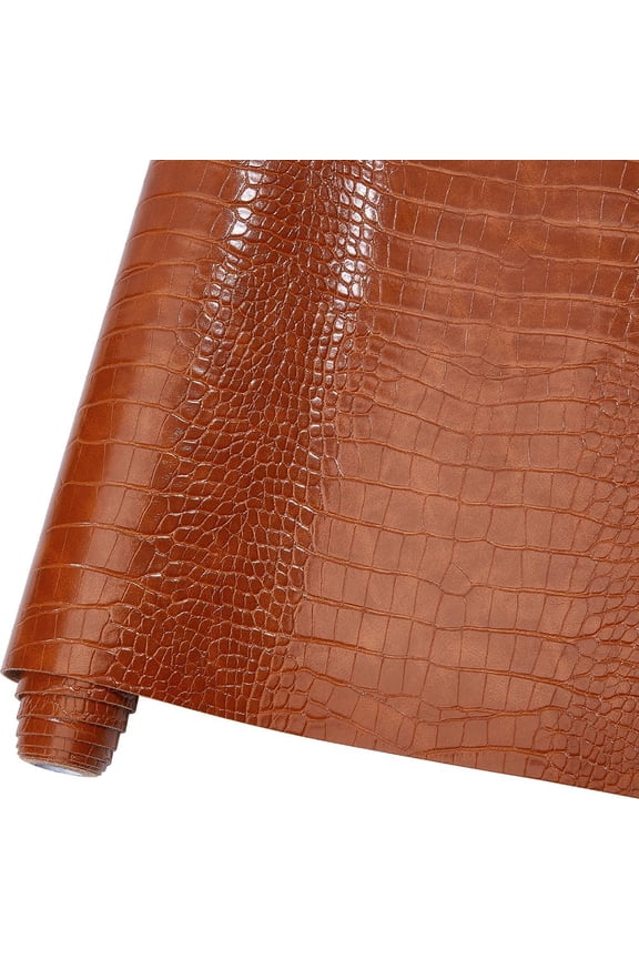 Crocodile Leather Fabric 53"x12" PU for Embossed Making Sewing Skin Grain Sheets Fabric Material DIY Upholstery Crafts Handbags Furniture Car Wrapping Leather Earrings Shoes Belt Brown