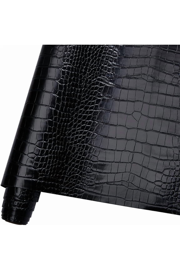 Crocodile Leather Fabric 53"x12" PU for Embossed Making Sewing Skin Grain Sheets Fabric Material Upholstery Crafts Handbags Furniture Car Wrapping Leather Earrings Shoes Belt Black Black DIY