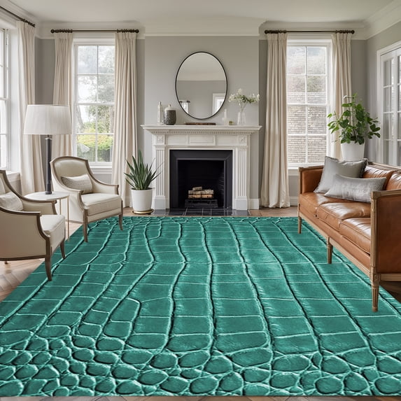 Crocodile Leather Texture 5'x8' Rug for Bedroom Under Queen Bed ...