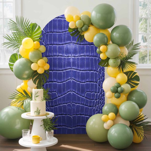 Crocodile Leather Texture Arch Backdrop Cover, 4FT, Luxury Navy Blue Spandex Arch Covers Double-Sided Backdrop for Wedding Birthday Party Photo Background Decoration